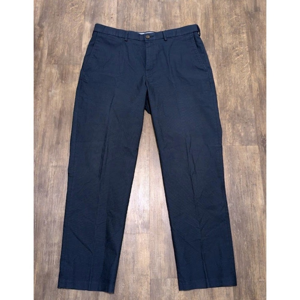 Haggar Classic Fit Pants Mens 38x32 Premium No Iron Twill Navy Blue Stretch